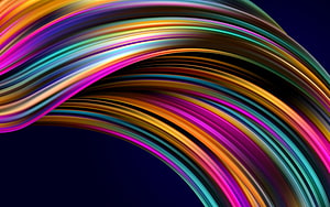 Vibrant Abstract Flowing Ribbons of Color on Dark Background HD wallpaper