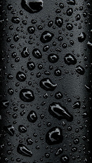 Macro Photography of Rain Droplets on a Dark Textured Surface HD phone wallpaper