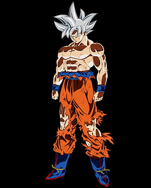 Goku Ultra Instinct Full Body Character Art on Black Background HD phone wallpaper