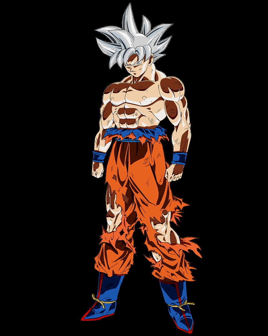 Goku Ultra Instinct Full Body Character Art on Black Background HD phone wallpaper