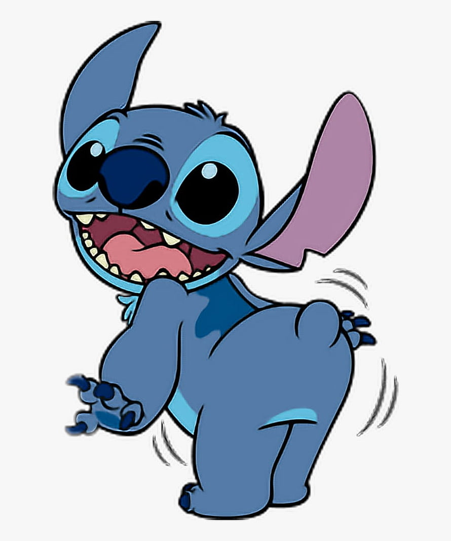 Stitch Cartoon Character in Playful Pose with Wide Grin and Large Ears HD phone wallpaper