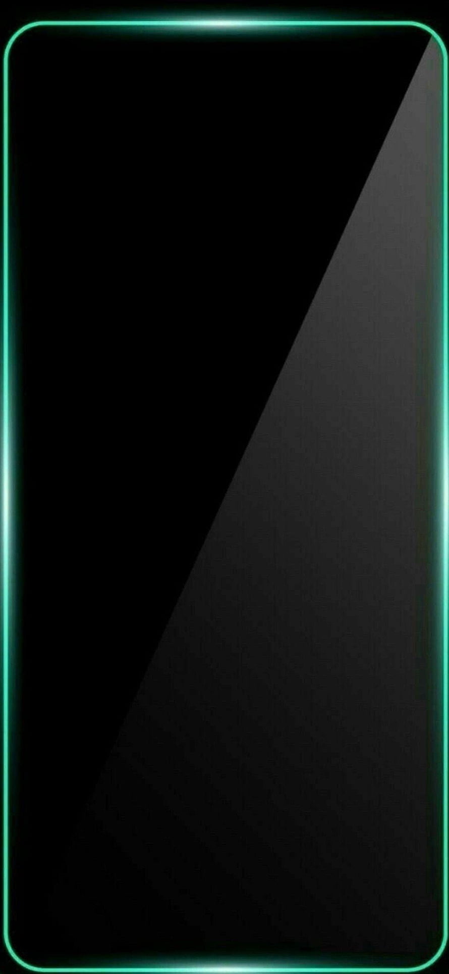 Minimalist Dark Phone Wallpaper with Glowing Cyan Neon Border Frame HD phone wallpaper