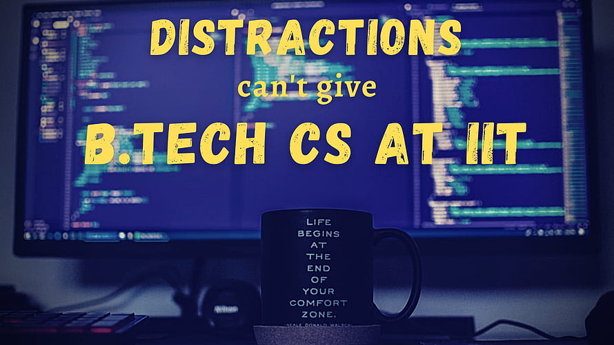 Computer Science Student Workspace with Coding Screen and Motivational Coffee Mug HD wallpaper