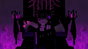 Blox Fruits Krampus Character in Dark Purple Fantasy Setting HD wallpaper