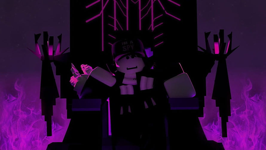 Blox Fruits Krampus Character in Dark Purple Fantasy Setting HD wallpaper