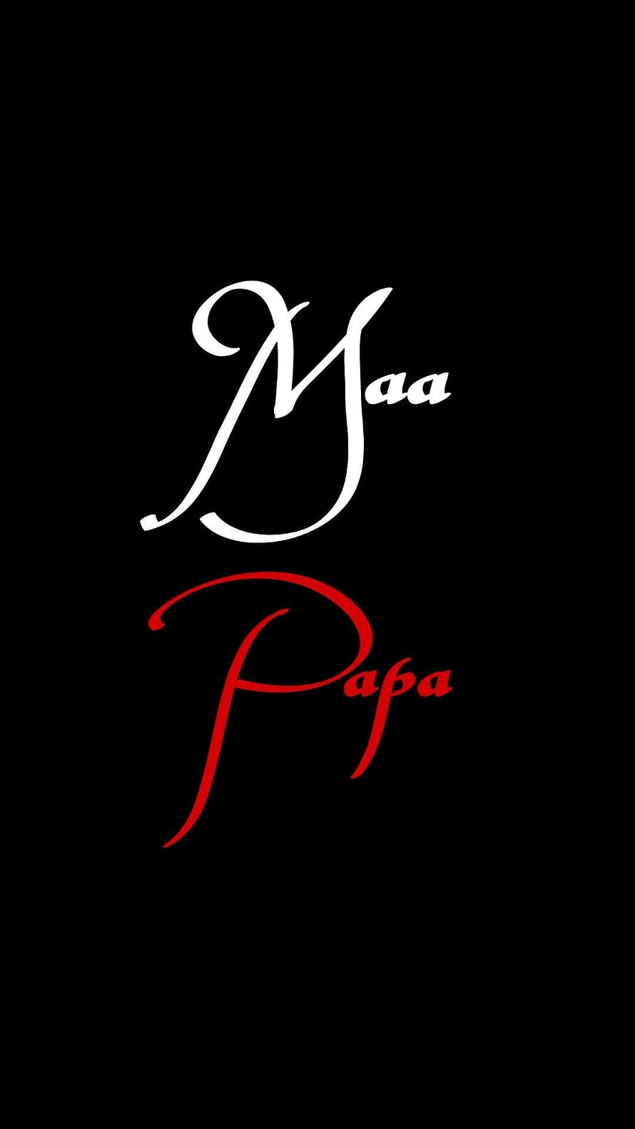 Maa Papa Elegant Calligraphy Text on Black Background HD phone wallpaper