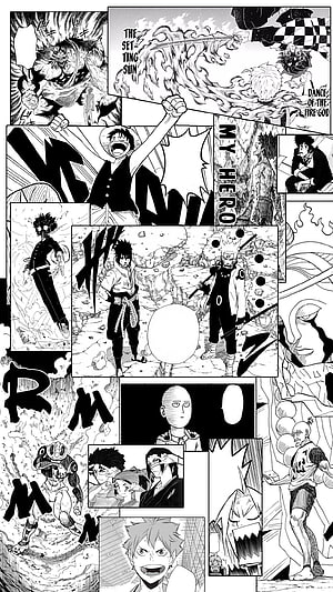 Anime Manga Character Collage Featuring Naruto, One Punch Man, and Demon Slayer Scenes, A I made with some of my favourite panels : r/manga, manga panel HD phone wallpaper