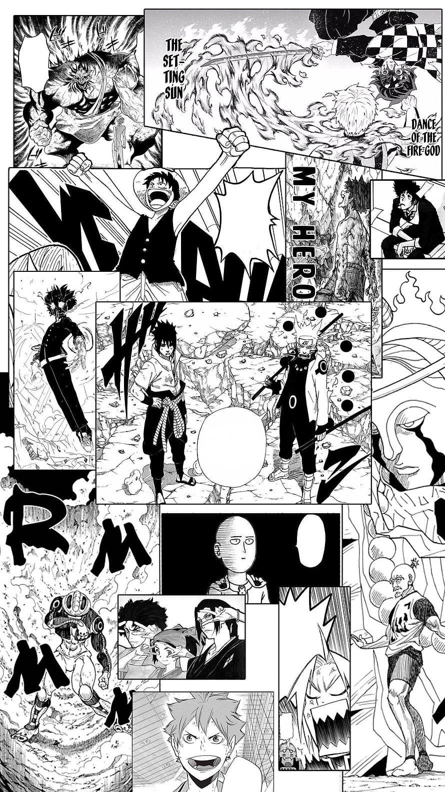 Anime Manga Character Collage Featuring Naruto, One Punch Man, and Demon Slayer Scenes, A I made with some of my favourite panels : r/manga, manga panel HD phone wallpaper