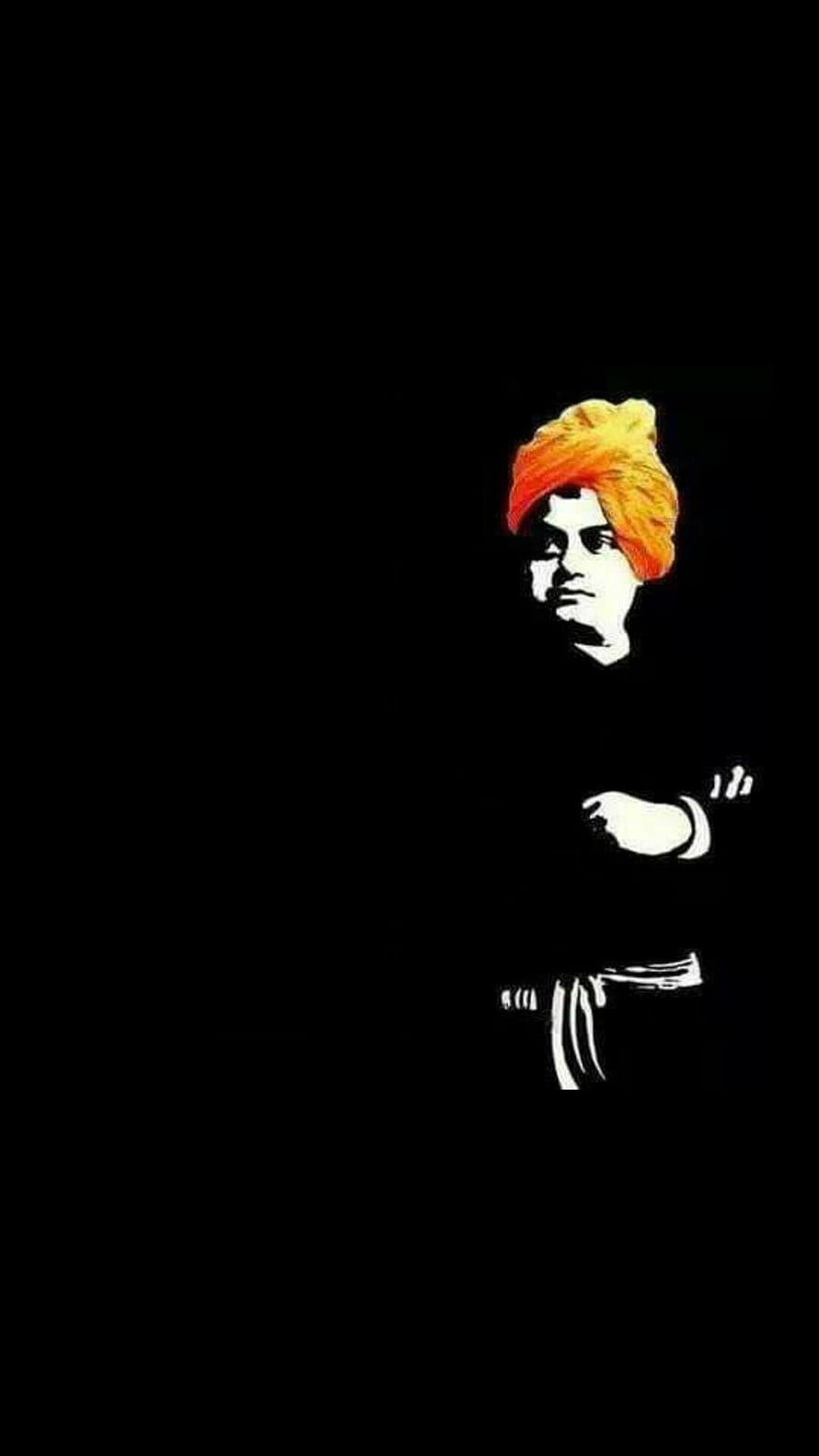 Bhagat Singh Stylized Portrait with Orange Turban on Black Background HD phone wallpaper