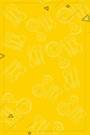 Yellow Background With White Line Art Of Pizza Slices Plates And Cutlery Pattern HD phone wallpaper
