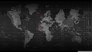 Dark World Map With Red Route Line Connecting Continents HD wallpaper