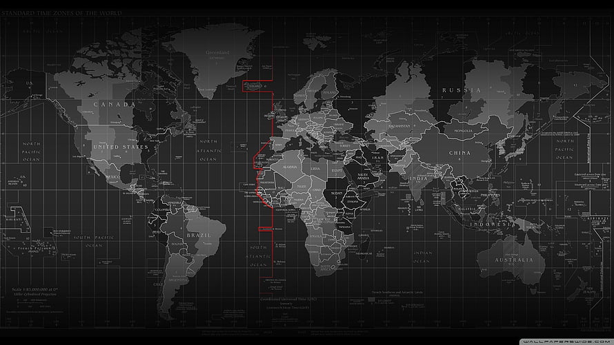 Dark World Map With Red Route Line Connecting Continents HD wallpaper