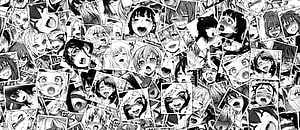 Black and White Anime Girls Faces Collage Wallpaper HD wallpaper
