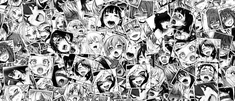 Black and White Anime Girls Faces Collage Wallpaper HD wallpaper