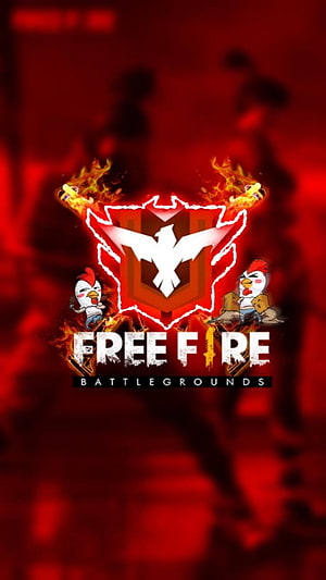 Garena Free Fire Battlegrounds Logo Wallpaper with Roosters and Flames HD phone wallpaper