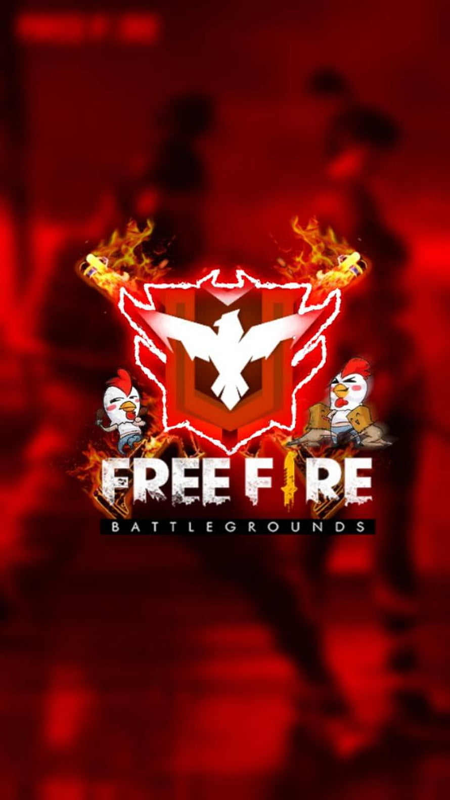 Garena Free Fire Battlegrounds Logo Wallpaper with Roosters and Flames HD phone wallpaper