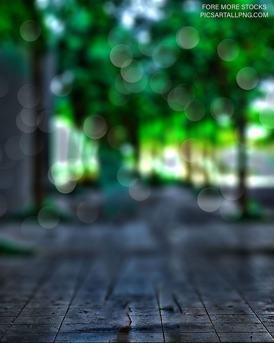 Blurred Green Forest Path With Bokeh Lights On Wet Wooden Deck HD phone wallpaper