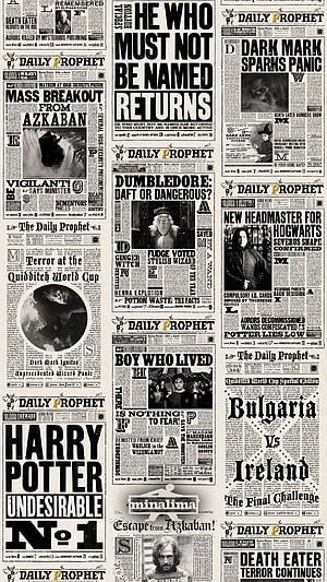 Harry Potter Daily Prophet Newspaper Front Page Collage Wallpaper HD phone wallpaper