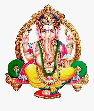 Lord Ganesha Sitting on Throne with Modak and Abhaya Mudra HD phone wallpaper