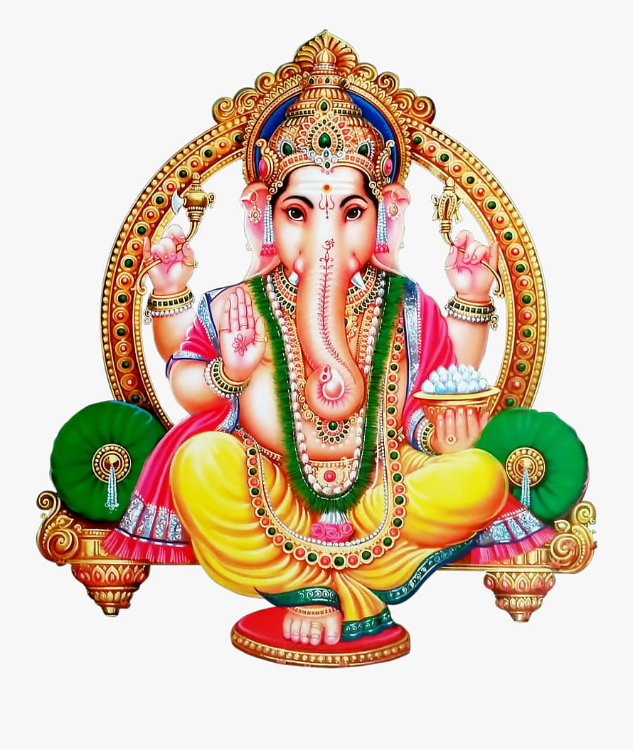 Lord Ganesha Sitting on Throne with Modak and Abhaya Mudra HD phone wallpaper