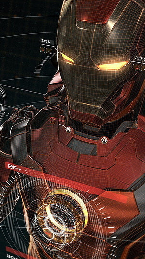 Iron Man Arc Reactor Wireframe Digital Art, Iron Man 3D …, #iron man 3d HD phone wallpaper