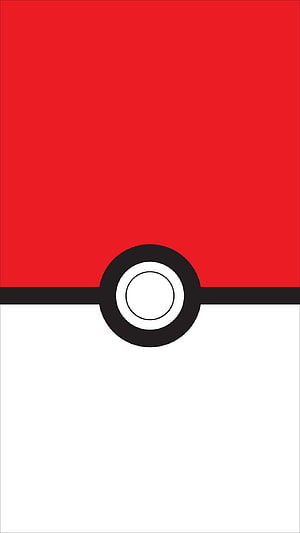 Minimalist Pokeball Design with Bold Red and White Halves and Central Button HD phone wallpaper
