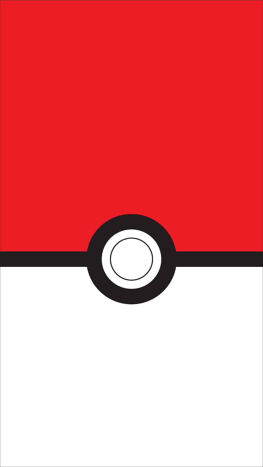 Minimalist Pokeball Design with Bold Red and White Halves and Central Button HD phone wallpaper