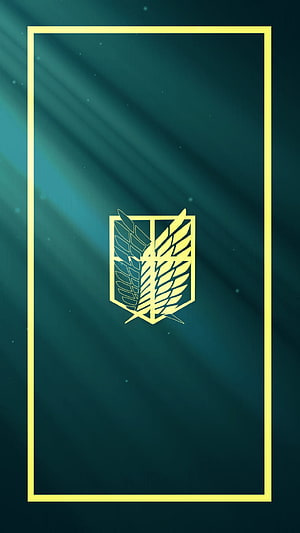 Attack on Titan Wings of Freedom Emblem Minimalist Teal Wallpaper HD phone wallpaper