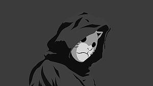Naruto Anbu Masked Character in Dark Hooded Cloak Minimalist Anime Illustration HD wallpaper