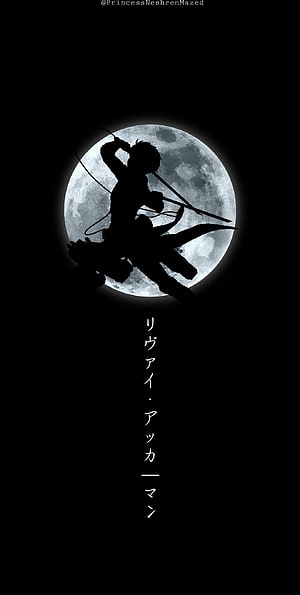 Levi Ackerman Silhouette Against Full Moon Attack on Titan Anime Wallpaper, Levi Ackerman, attack on titan dark HD phone wallpaper