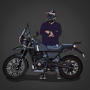 Royal Enfield Himalayan Motorcycle Rider Illustration HD phone wallpaper