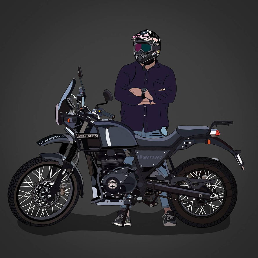 Royal Enfield Himalayan Motorcycle Rider Illustration HD phone wallpaper