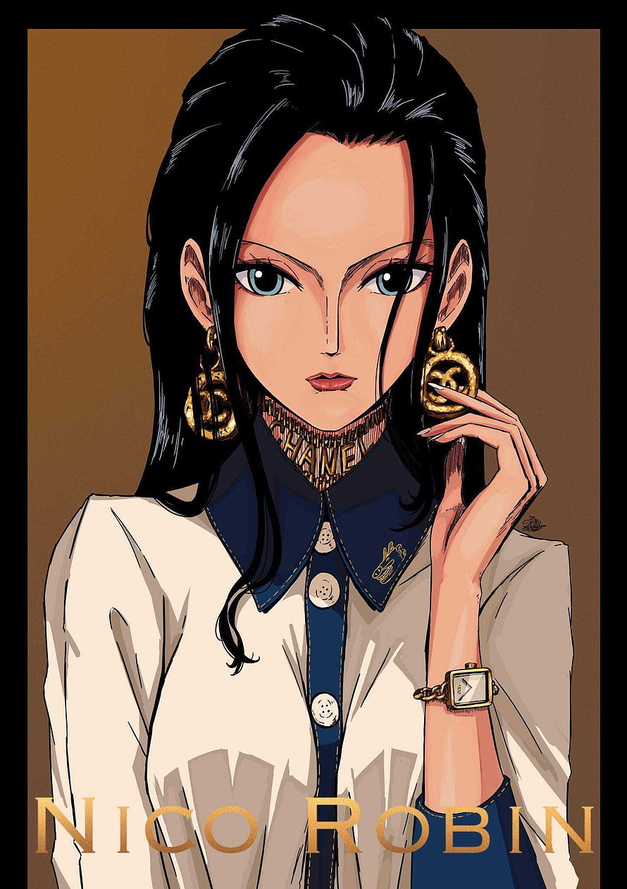 Nico Robin One Piece Anime Character Portrait in Elegant Fashion HD phone wallpaper