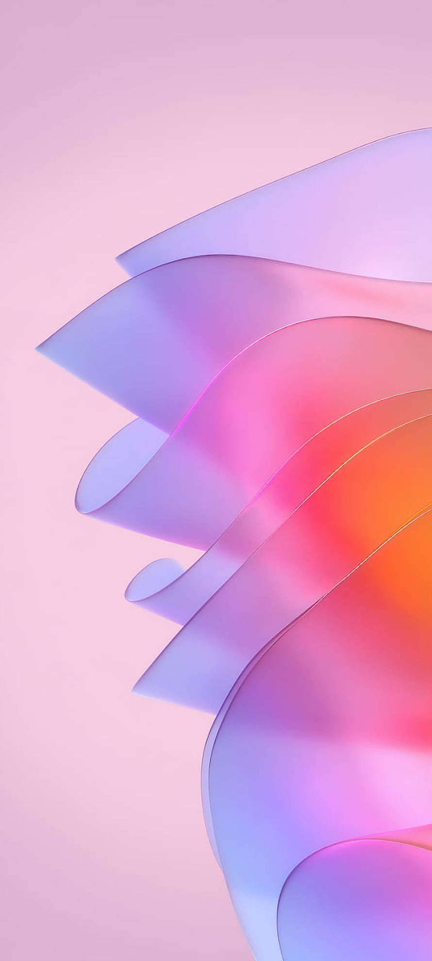 Abstract 3D Render of Flowing Pastel Ribbons in Pink, Purple, and Orange HD phone wallpaper
