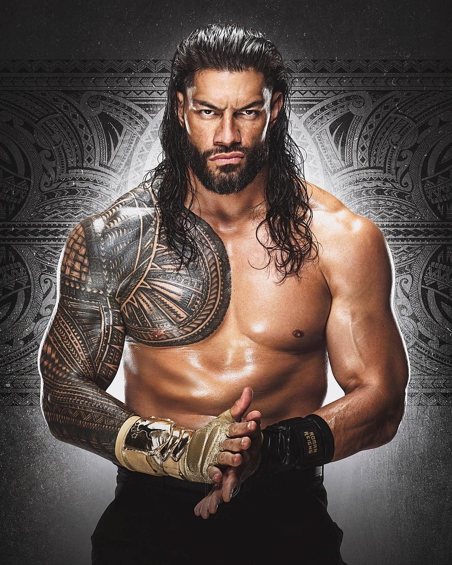 Roman Reigns WWE Wrestler Portrait With Tribal Tattoos And Gold Hand Wrap, roman reigns tribal chief, #Tribal Chief HD phone wallpaper