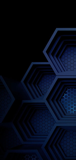 Dark Blue Hexagonal Honeycomb Pattern Abstract Geometric Background HD phone wallpaper