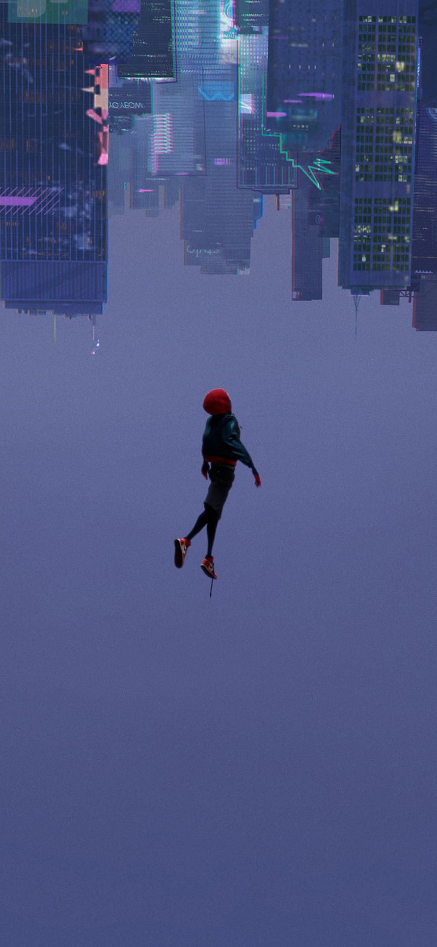 Spider-Man Miles Morales Falling Through Upside Down City Skyline, 1125x2436 SpiderMan Into The Spider Verse 2018 Movie XS, spider man xr HD phone wallpaper