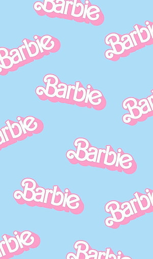 Barbie Logo Pattern Wallpaper in Pink and Blue HD phone wallpaper