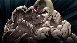 Jack Hanma Intense Anime Character Portrait with Glowing Red Eyes HD wallpaper