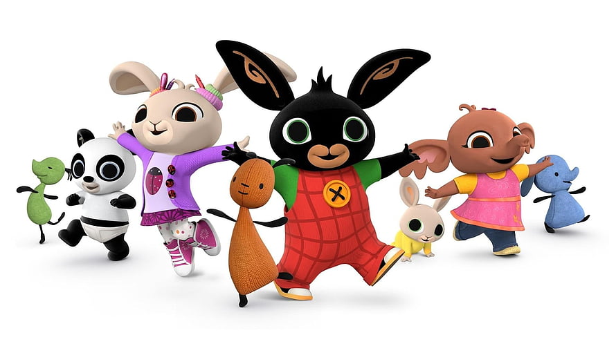 Bing and Friends 3D Animated Character Group on White Background HD wallpaper