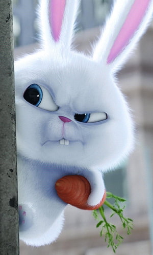 Snowball the White Rabbit Holding a Carrot in Zootopia HD phone wallpaper