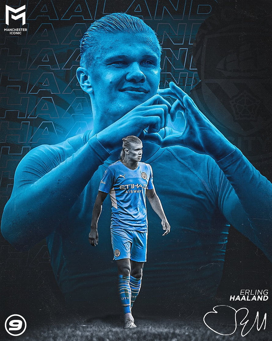 Erling Haaland Manchester City Heart Gesture Wallpaper, تويتر \ Manchestericonic™ على تويتر:, haaland man city HD phone wallpaper