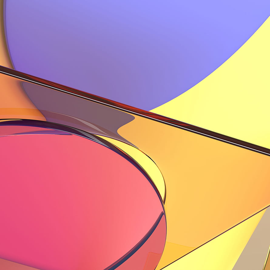 Vibrant Abstract 3D Shapes with Glossy Pink Sphere and Geometric Color Blocks HD phone wallpaper