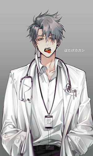 Anime Male Doctor in White Coat with Stethoscope and ID Badge HD phone wallpaper