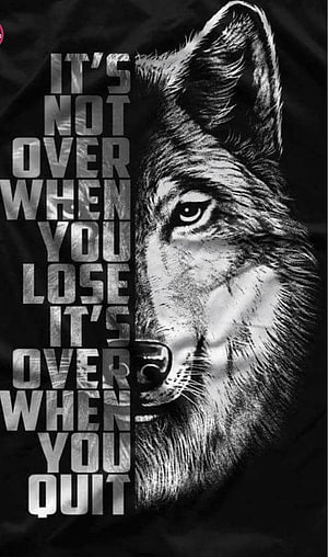 Black and White Wolf Portrait With Motivational Quote It's Not Over When You Lose HD phone wallpaper