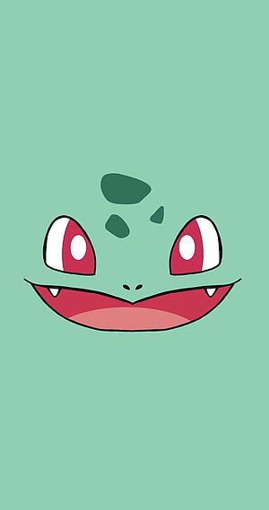 Bulbasaur Face Close-Up on Mint Green Background HD phone wallpaper