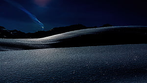 Swiss Alpine Winter Night Landscape with Snowy Ridges and Starry Sky HD wallpaper