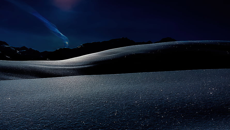 Swiss Alpine Winter Night Landscape with Snowy Ridges and Starry Sky HD wallpaper