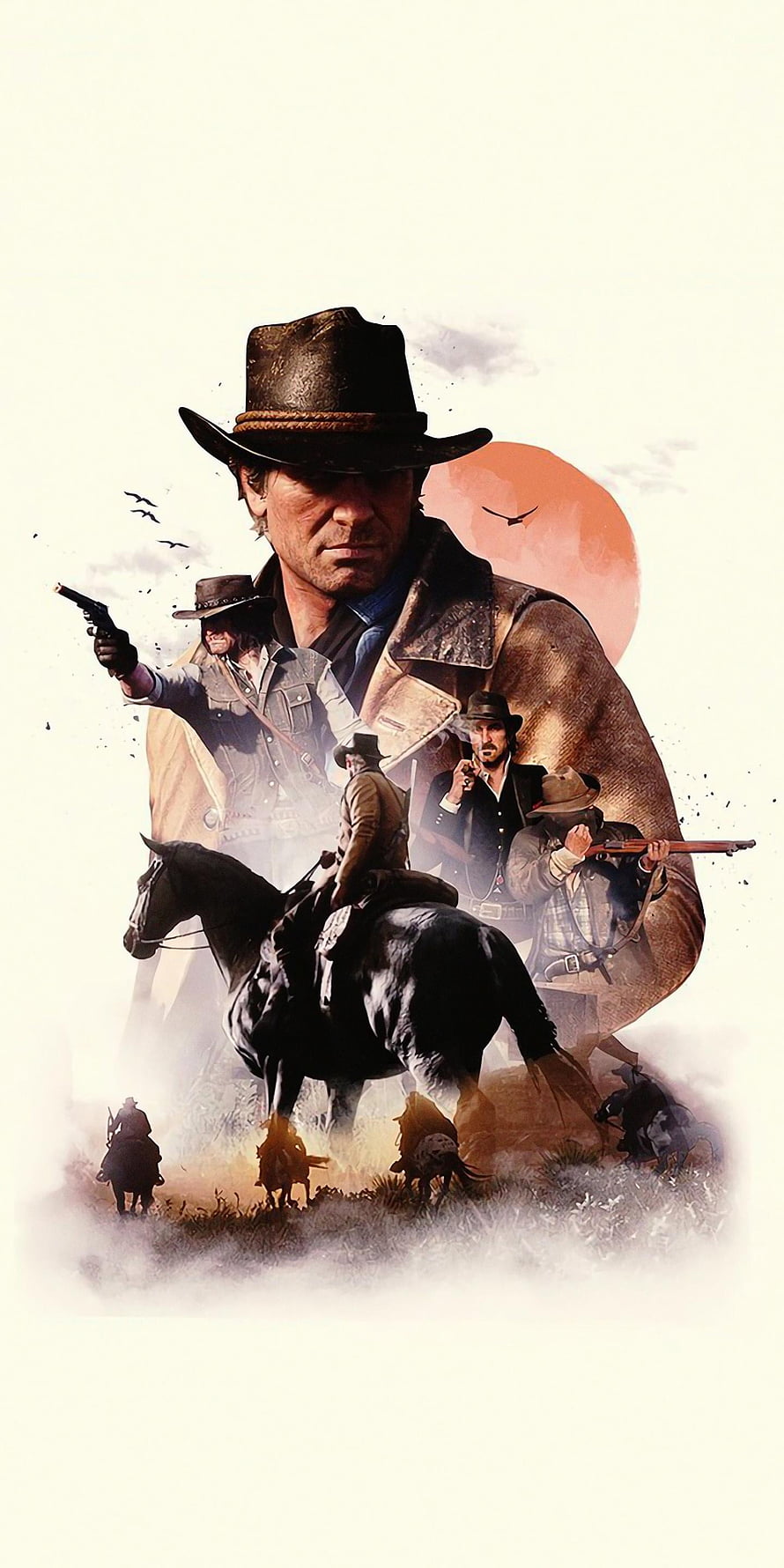 Red Dead Redemption 2 Western Frontier Poster With Cowboys And Horses HD phone wallpaper