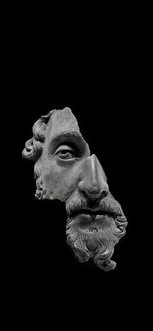 Ancient Roman Marble Bust Fragment of Marcus Aurelius on Black Background, Marcus Aurelius X , fragment of bronze portrait, #marcus aurelius HD phone wallpaper